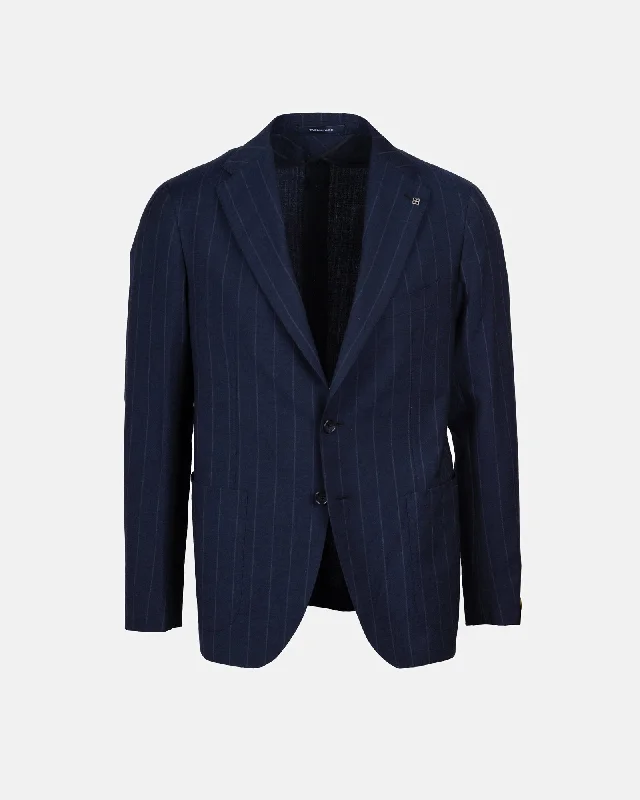 Stylish Monochrome Montecarlo Suit - Navy Stripe