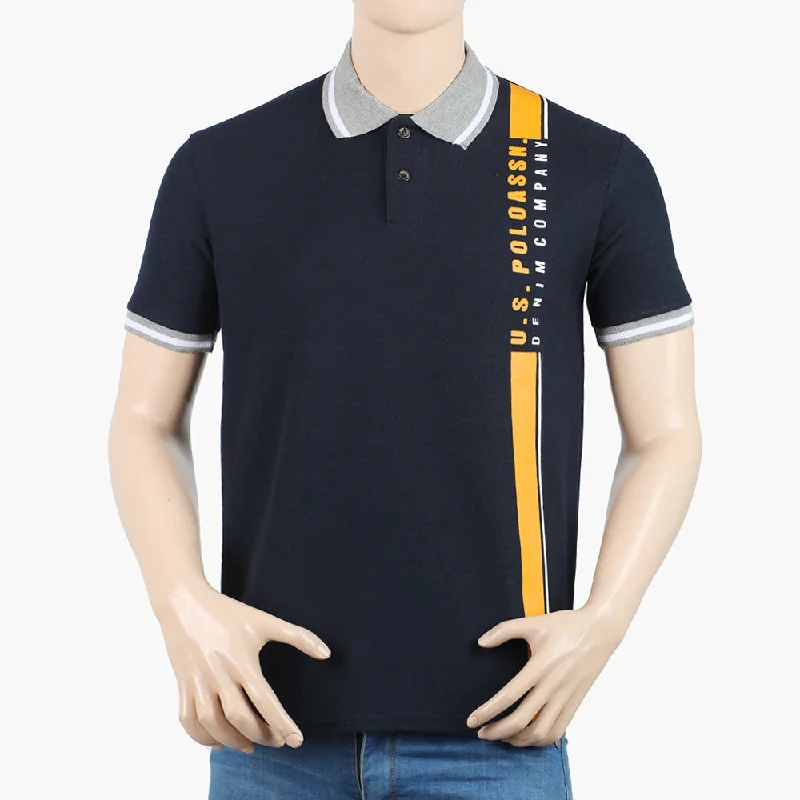 Contemporary Outfit Men's Half Sleeves Polo T-Shirt - Navy Blue