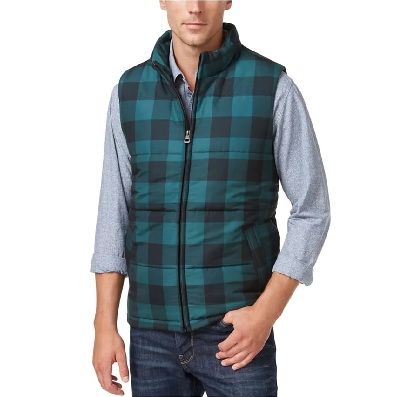 Soft Casual Weatherproof Mens Vintage Plaid Puffer Vest