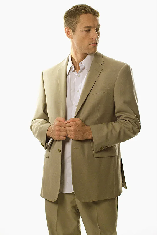 Sophisticated Weekend Prontomoda Solid Tan Suit