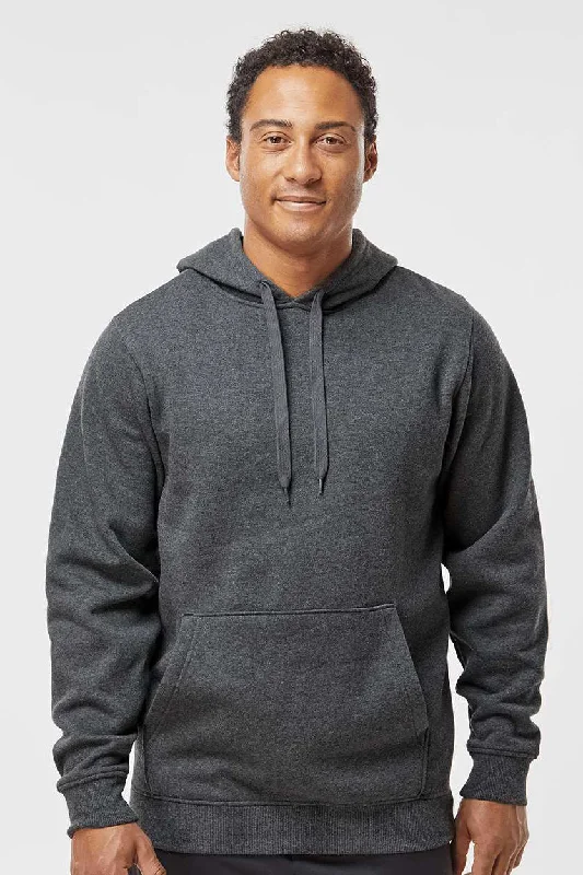 Rugged Minimalism Augusta Sportswear Mens Fleece Hooded Sweatshirt Hoodie w/ Pouch Pocket - Heather Carbon Grey - Closeout