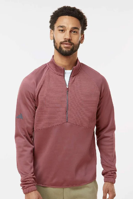 Streetwear Classics Adidas Mens 1/4 Zip Sweatshirt - Quiet Crimson Red