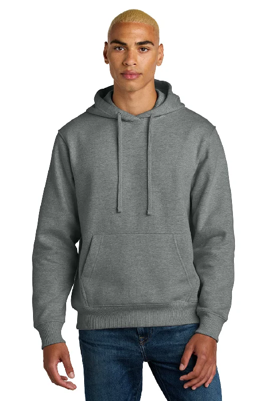 Relaxed Monochrome Look District Mens V.I.T. Heavyweight Fleece Hooded Sweatshirt Hoodie w/ Pouch Pocket - Grey Frost