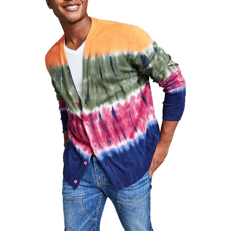 Sporty Outerwear And Now This Mens Tie-Dye Knit Cardigan Sweater