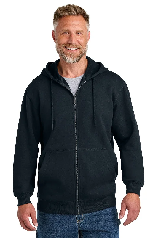 Neutral Streetwear CornerStone Mens Tough Fleece Full Zip Hooded Sweatshirt Hoodie w/ Pockets - Navy Blue