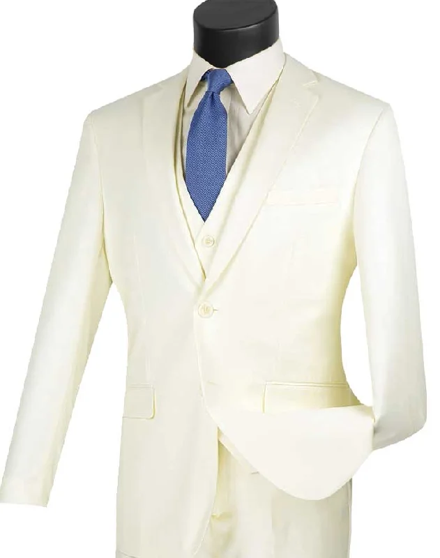 Soft Casual Vinci SV2900 3Pices Slim Fit Suit Ivory