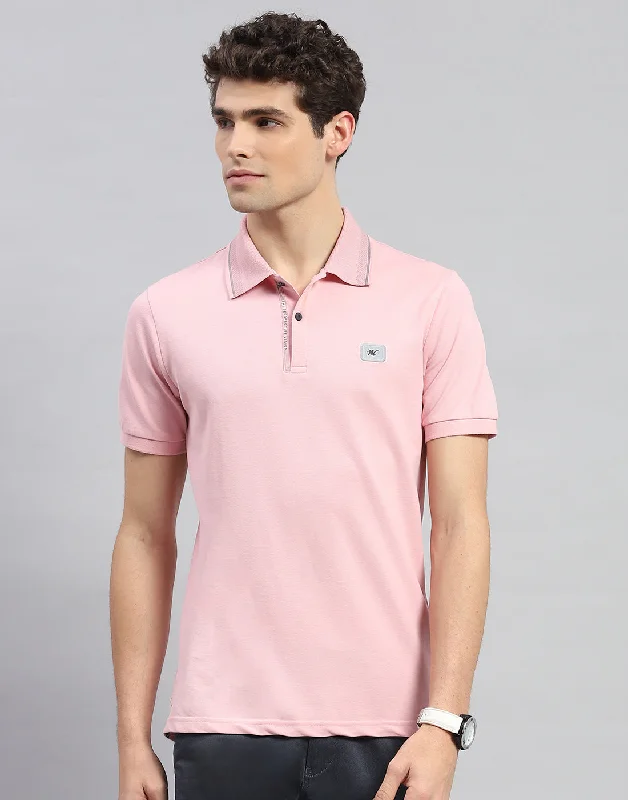 Sophisticated Weekend Men Pink Solid Polo Collar Half Sleeve T-Shirt