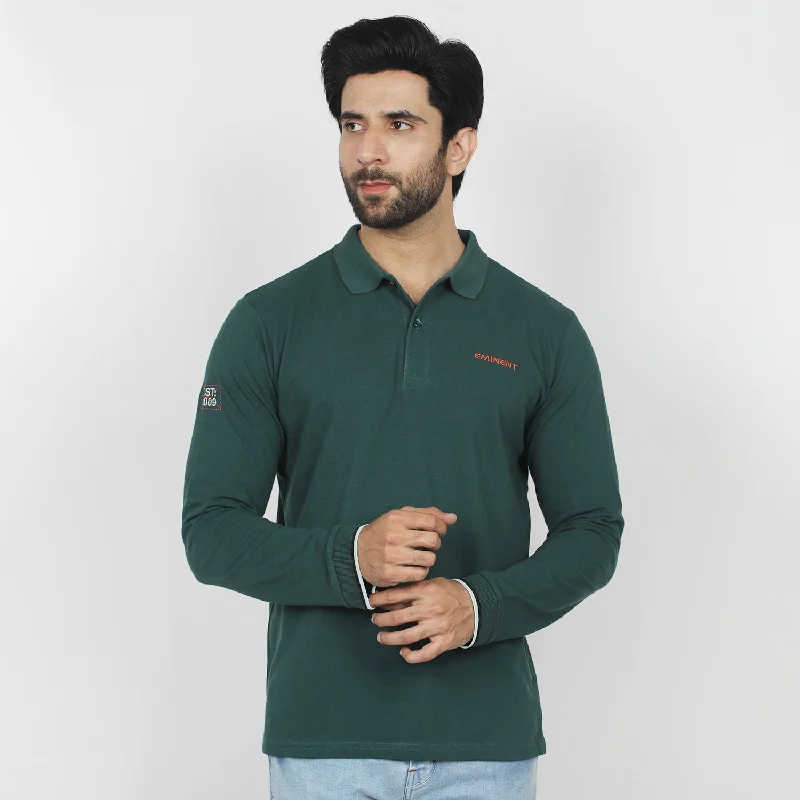 Tailored Essentials Eminent Men's Full Sleeves Polo T-Shirt - Dark Green