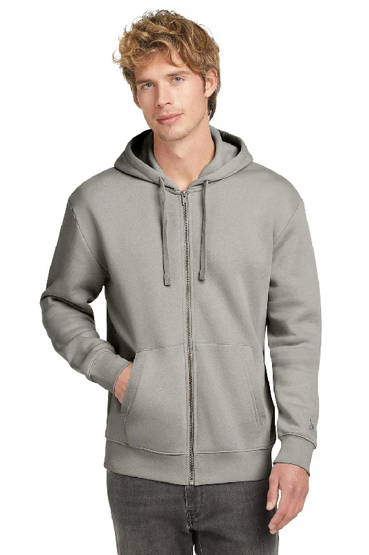 Smart Layering New Era Mens Heritage Fleece Full Zip Hooded Sweatshirt Hoodie w/ Pockets - Rainstorm Grey