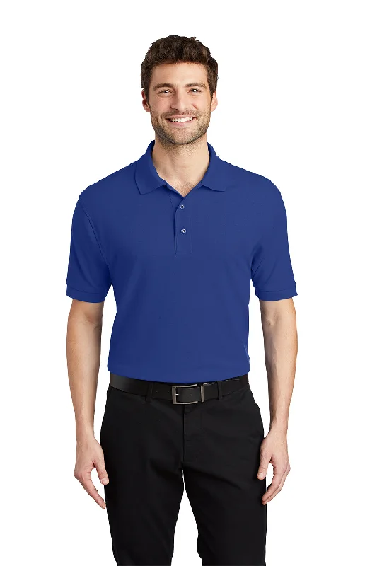 Contemporary Sporty Port Authority Mens Silk Touch Wrinkle Resistant Short Sleeve Polo Shirt - Royal Blue