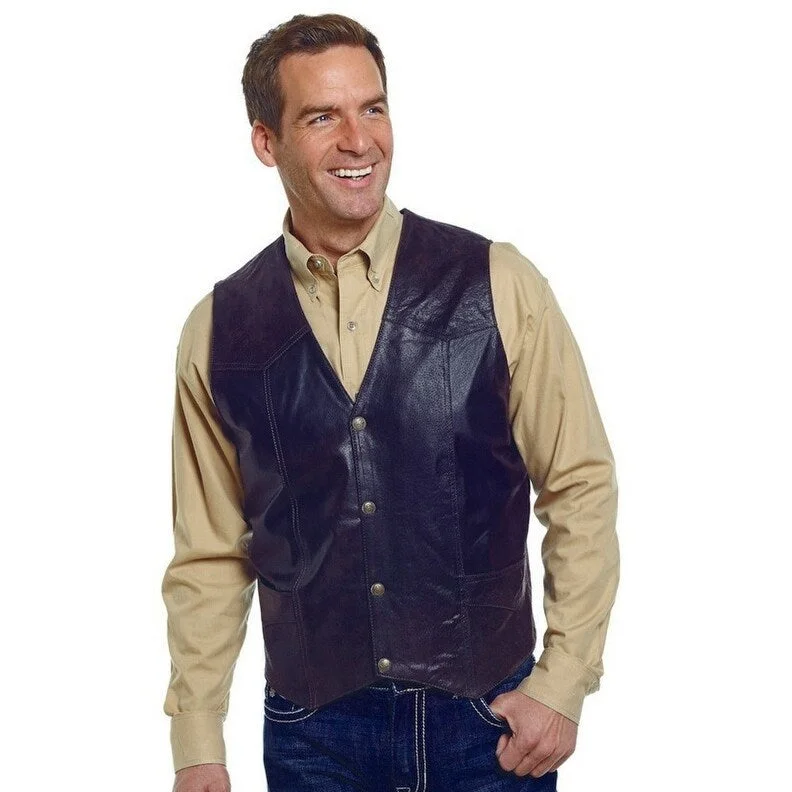 Rugged Street Cripple Creek Western Vest Mens Suede Leather Button Chocolate ML3061A