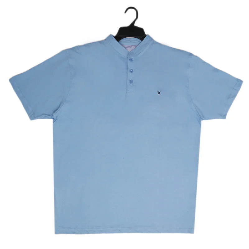 Minimalist Fit Eminent Half Sleeves Polo T-Shirt - Sky Blue