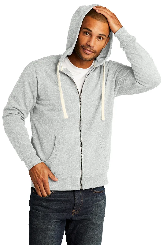 Simplified Chic District Mens Re-Fleece Full Zip Hooded Sweatshirt Hoodie w/ Pockets - Ash Grey