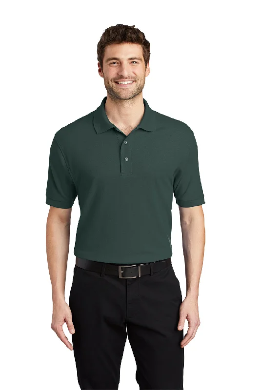 Neutral Fashion Port Authority Mens Silk Touch Wrinkle Resistant Short Sleeve Polo Shirt - Dark Green