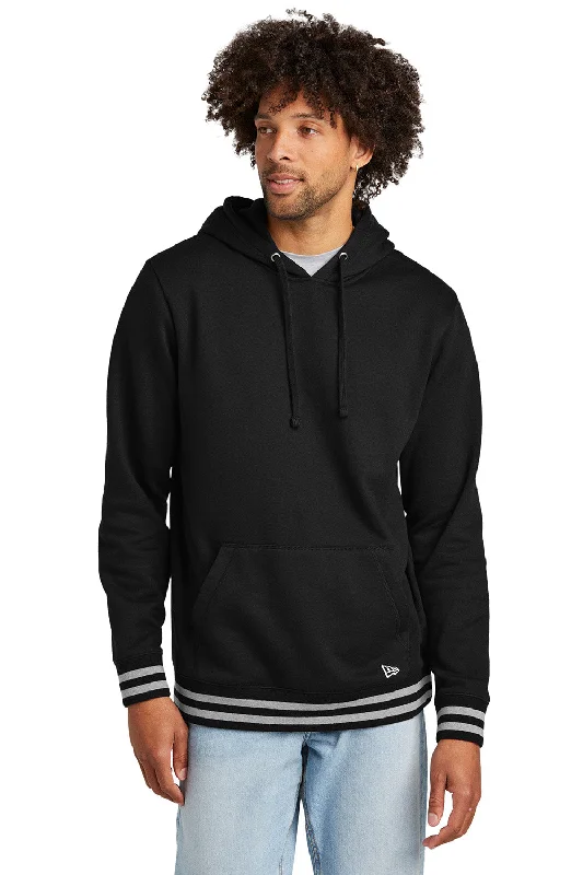 Sophisticated Weekend New Era Mens Comeback Fleece Hooded Sweatshirt Hoodie w/ Pouch Pocket - Black/Heather Grey