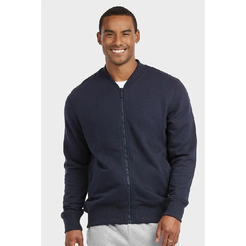 Smart Monochrome KNOCKER Men's Terry Bomber Jacket - Navy