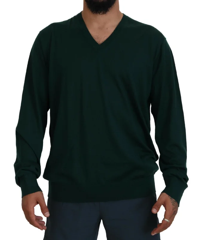 Edgy Streetwear Dolce & Gabbana Elegant V-Neck Cashmere Men's Sweater