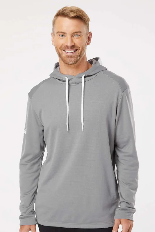 Minimalist Aesthetic Adidas Mens Textured Mixed Media Hooded Sweatshirt Hoodie - Grey