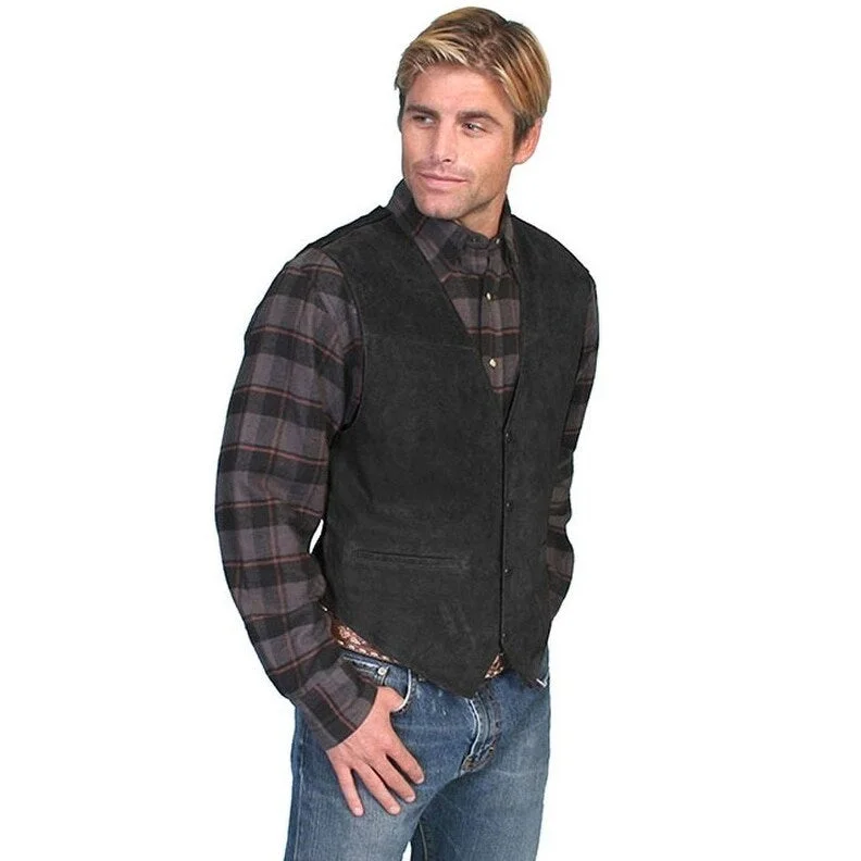 Urban Layering Scully Western Vest Mens Boar Suede Leather Snap Tailored F0_504