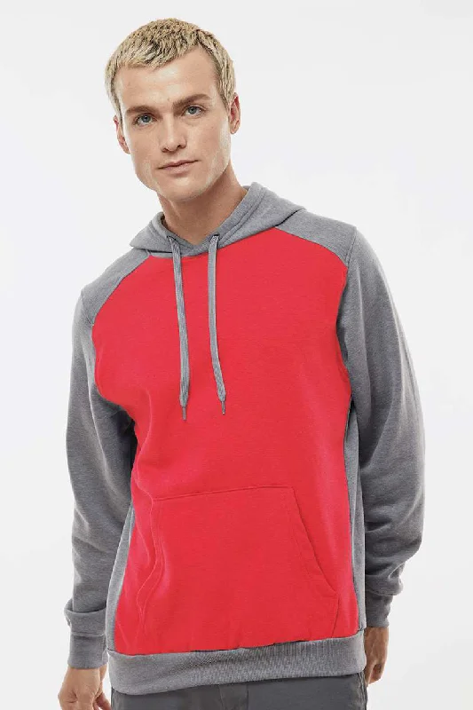 Classic Statement Augusta Sportswear Mens Eco Revive 3 Season Fleece Hooded Sweatshirt Hoodie w/ Pouch Pocket - Scarlet Red/Heather Grey