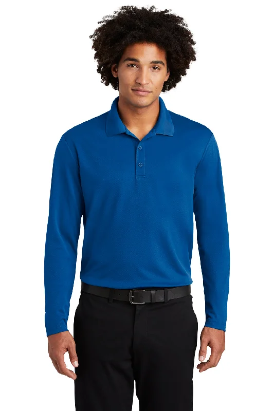 Modern Statement Sport-Tek Mens RacerMesh Moisture Wicking Long Sleeve Polo Shirt - True Royal Blue