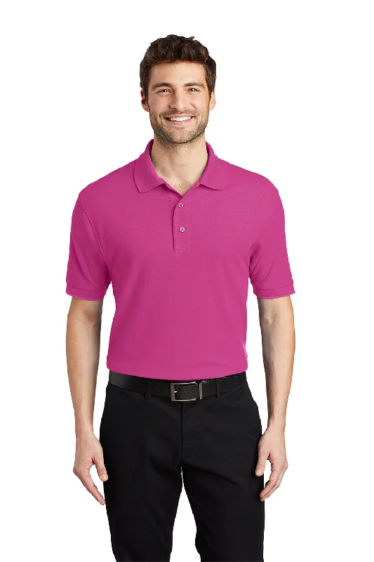 Everyday Essentials Port Authority Mens Silk Touch Wrinkle Resistant Short Sleeve Polo Shirt - Tropical Pink