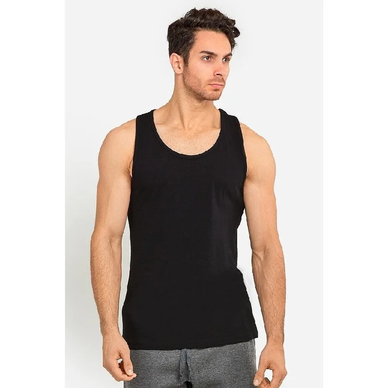 Relaxed Monochrome Look KNOCKER Men's 2-PACK Cotton Tank Top - Black