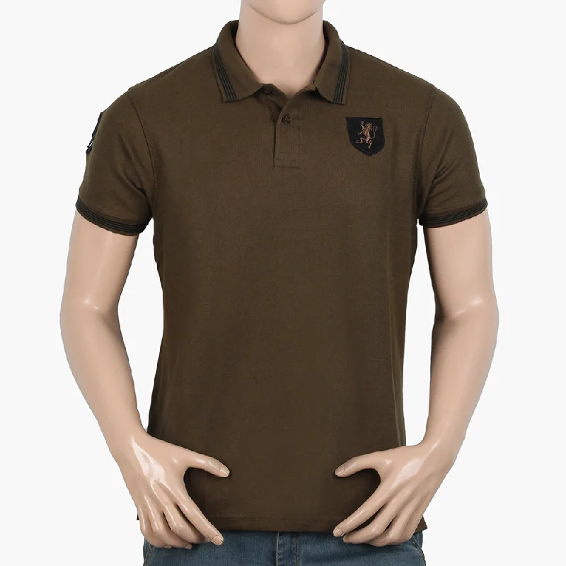 Chic Outerwear Men's Half Sleeves Polo T-Shirt - Olive Green