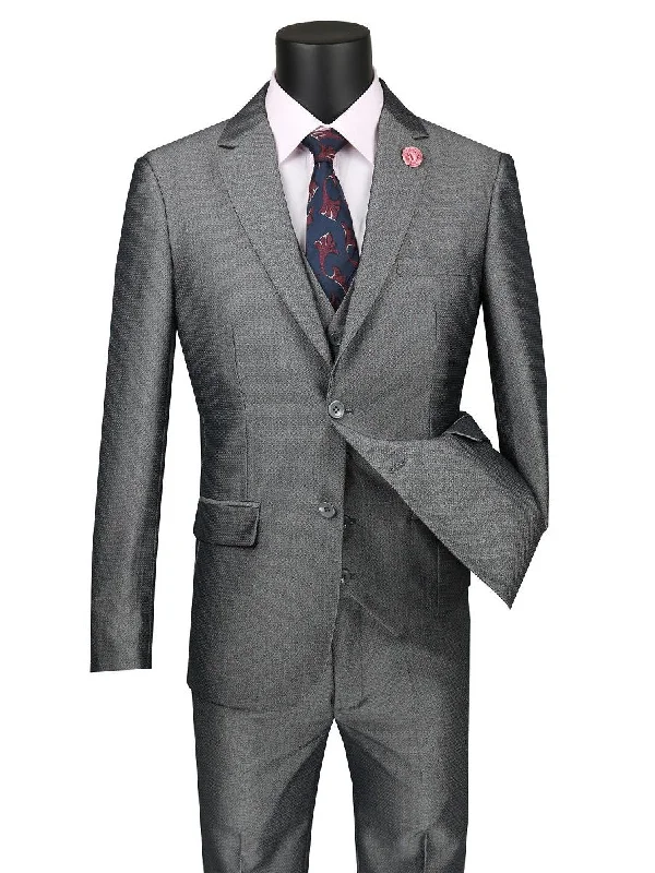 Simplified Streetwear Vinci "Rocco" Grey Ultra Slim Fit 3-Piece Suit