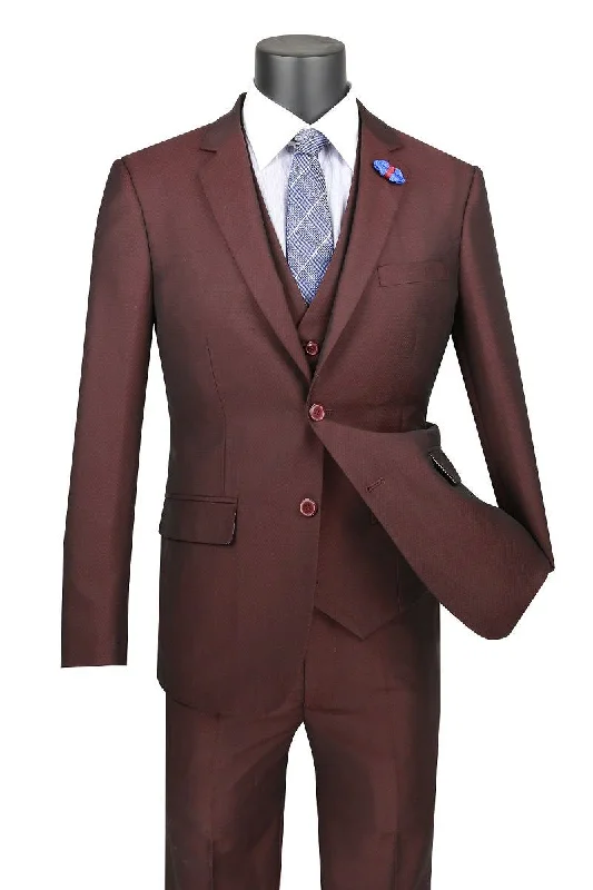 Minimalist Prints Vinci "Rocco" Raisin Ultra Slim Fit 3-Piece Suit