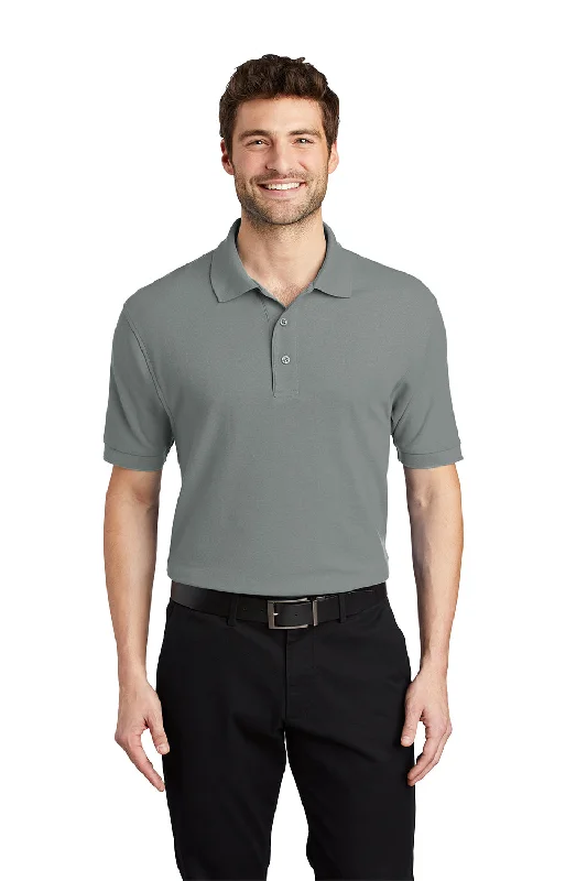 Sleek Prints Port Authority Mens Silk Touch Wrinkle Resistant Short Sleeve Polo Shirt - Cool Grey