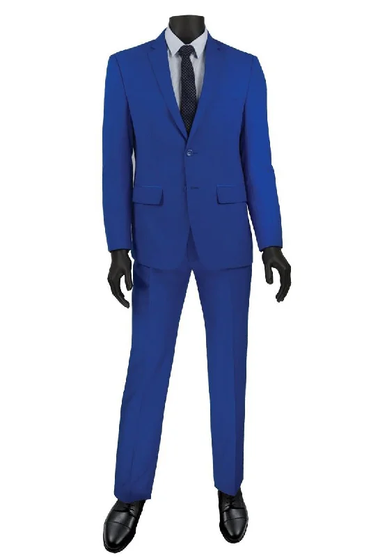 Contemporary Patterns Vinci "Marco" French Blue Ultra Slim Fit Suit With Trimmed Lapel