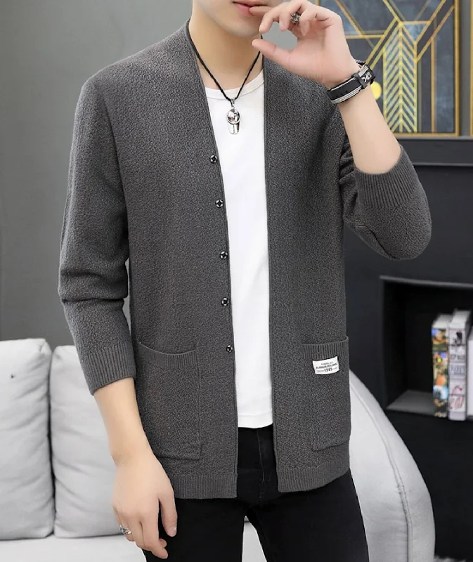 Urban Layering Mens Snap Buttons Cardigan with Pockets