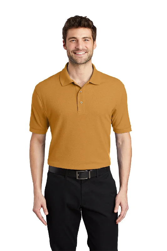 Smart Urban Port Authority Mens Silk Touch Wrinkle Resistant Short Sleeve Polo Shirt - Gold