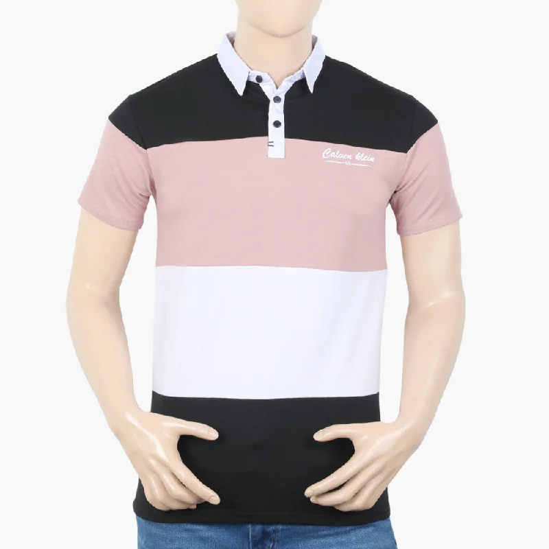 Urban Layering Men's Half Sleeves Polo T-Shirt - Tea Pink