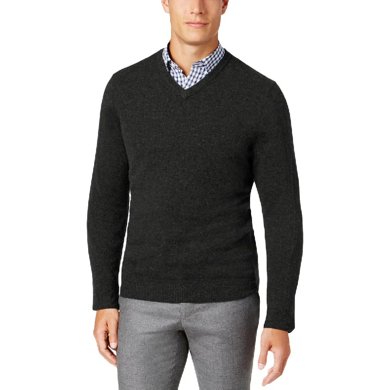 Rugged Elegance Club Room Mens Cashmere Pullover V-Neck Sweater