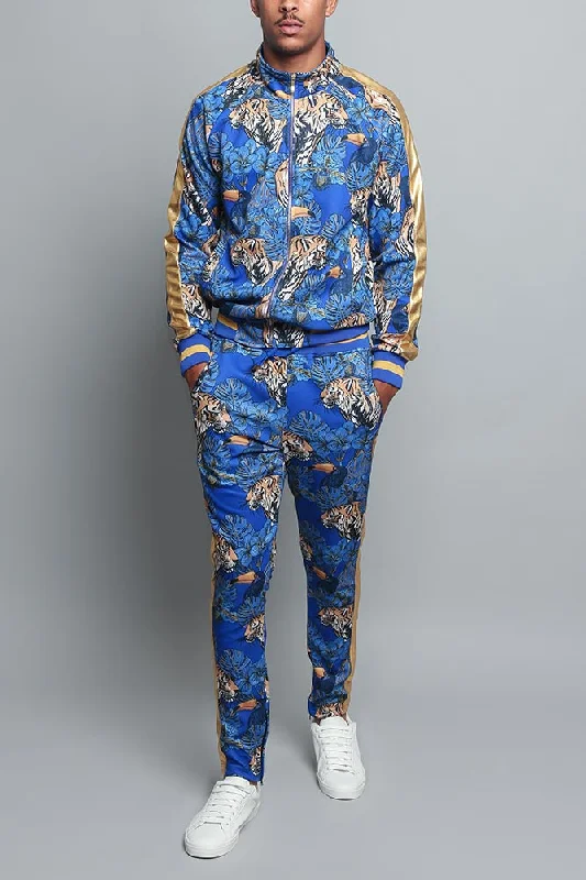 Rugged Elegance Royal Floral Tiger Track Suit