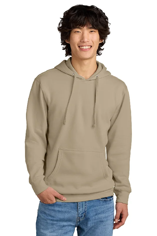 Urban Essentials District Mens Very Important Fleece Hooded Sweatshirt Hoodie w/ Pouch Pocket - Desert Tan