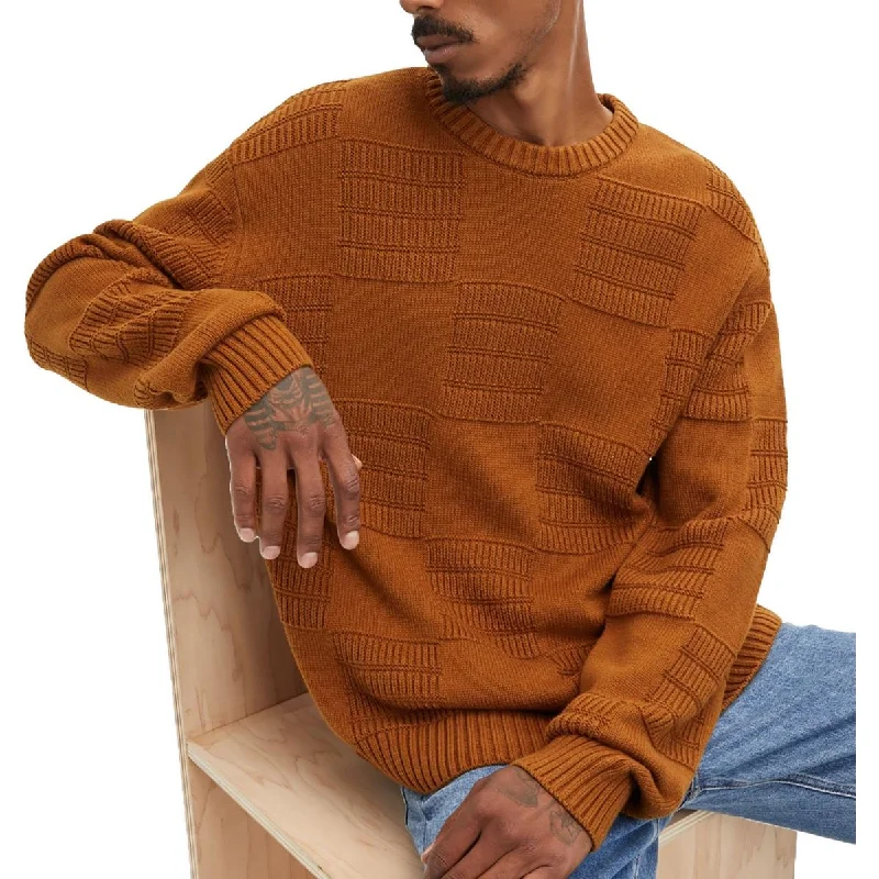 Relaxed Denim Mode of One Mens Relaxed Fit Crewneck Pullover Sweater