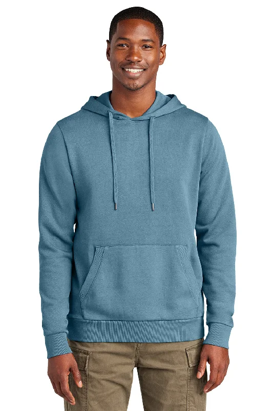 Tailored Street District Mens District Wash Fleece Hooded Sweatshirt Hoodie w/ Pouch Pocket - Dusk Blue