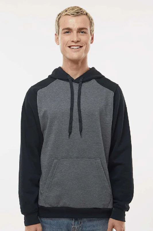 Sleek Layers Augusta Sportswear Mens Eco Revive 3 Season Fleece Hooded Sweatshirt Hoodie w/ Pouch Pocket - Heather Carbon Grey/Black