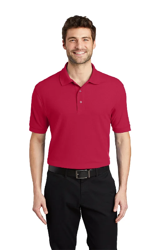 Chic Simplicity Port Authority Mens Silk Touch Wrinkle Resistant Short Sleeve Polo Shirt - Red