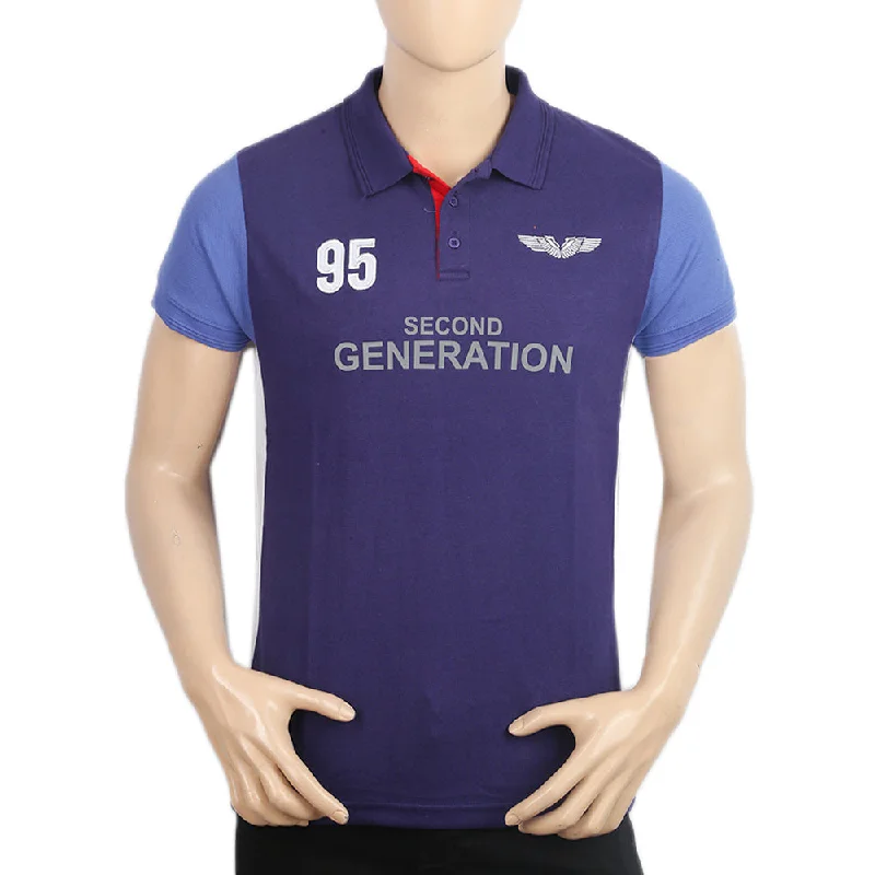 Streetwear Fusion Men's Half Sleeves Polo T-Shirt - Navy Blue