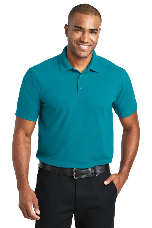 Modern Outerwear Port Authority Mens EZPerformance Moisture Wicking Short Sleeve Polo Shirt - Teal Green