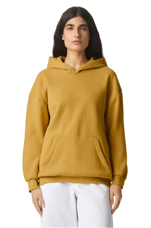 Vintage Sports American Apparel Mens ReFlex Fleece Hooded Sweatshirt Hoodie w/ Pouch Pocket - Mustard