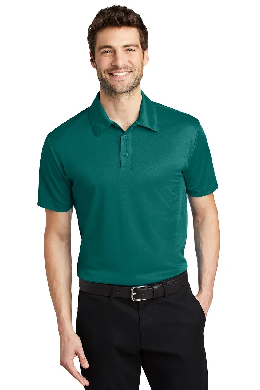 Retro Smart Port Authority Mens Silk Touch Performance Moisture Wicking Short Sleeve Polo Shirt - Teal Green