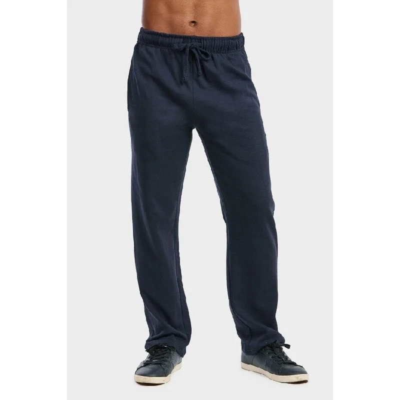 Stylish Monochrome ET TU Men's Lightweight Long Fleece Sweat Pants - Navy