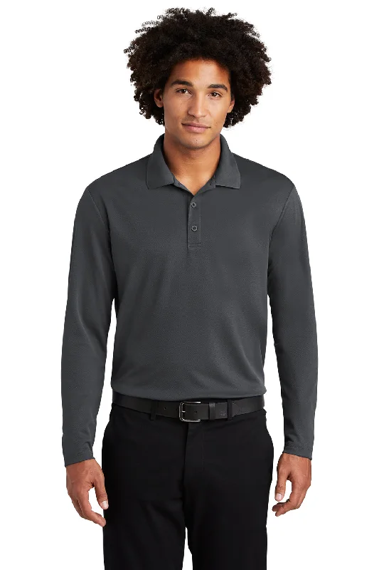 Elegant Sporty Sport-Tek Mens RacerMesh Moisture Wicking Long Sleeve Polo Shirt - Graphite Grey