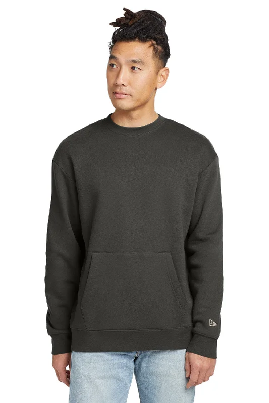 Rugged Fit New Era Mens Heritage Fleece Crewneck Sweatshirt w/ Pocket - Graphite Grey