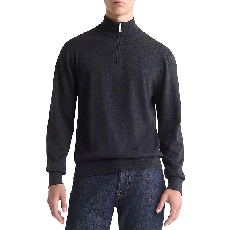 Classic Utility Calvin Klein Mens Zipper  Mock Turtleneck Sweater